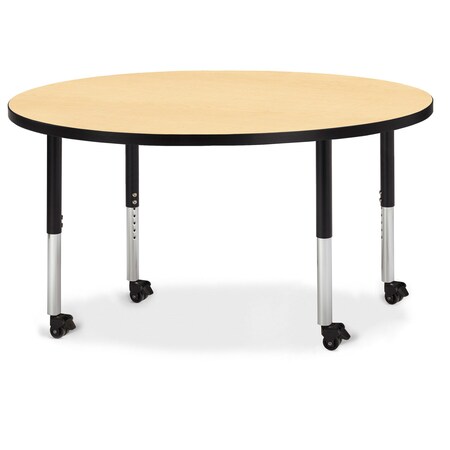 Jonti-Craft Berries Round Activity Table, 48 in. Diameter, Mobile, Maple/Black/Black 6433JCM011